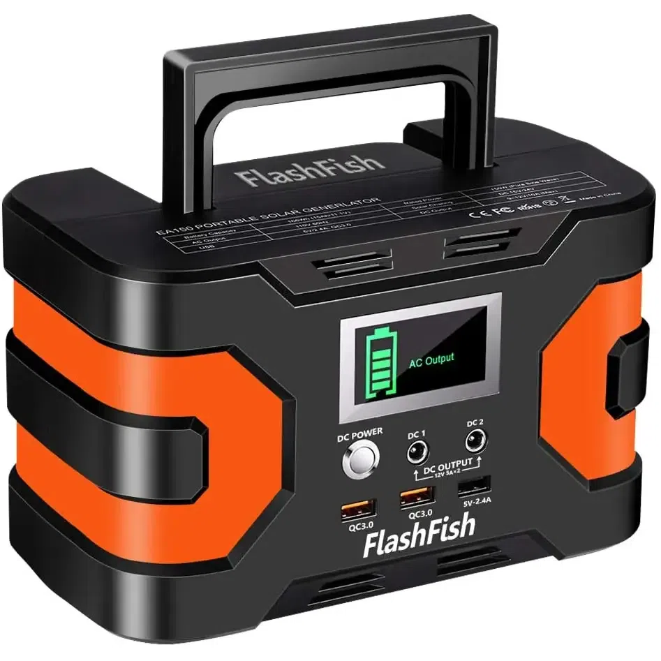 200W Peak Power Station, Flashfish CPAP Battery 166Wh 45000mAh Backup Power Pack 110V 150W Lithium Battery Pack Camping Solar Generator for CPAP Camping Home Emergency Power Supply 1 each