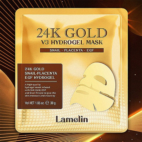 韓国Lamelin 24K GOLD V3 HYDROGEL MASK 30g 韓国直球 - LAMELIN 24KゴールドV3ハイドロゲルマスク30g - Weee!