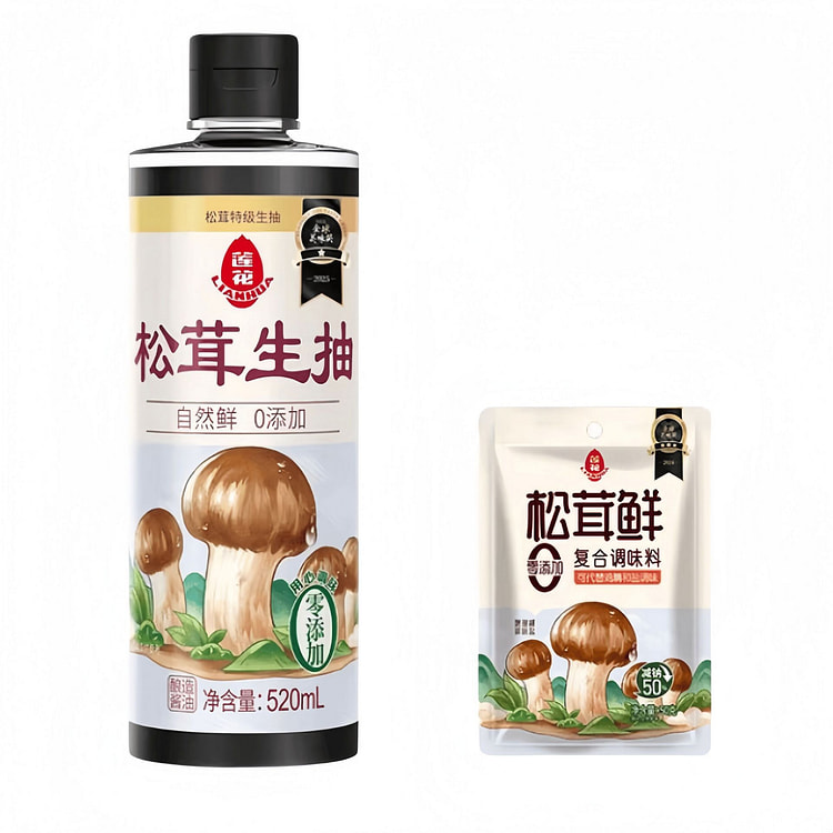 莲花 松茸生抽520ml+松茸鲜50g凉拌特级酿造 520 克