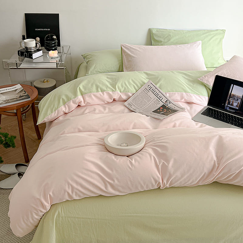 Simple Fresh Bedding Set Pink&Lime Queen 2000 g
