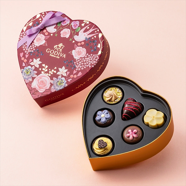 Godiva Bouquet Heart Shaped Chocolate Jar 6pcs