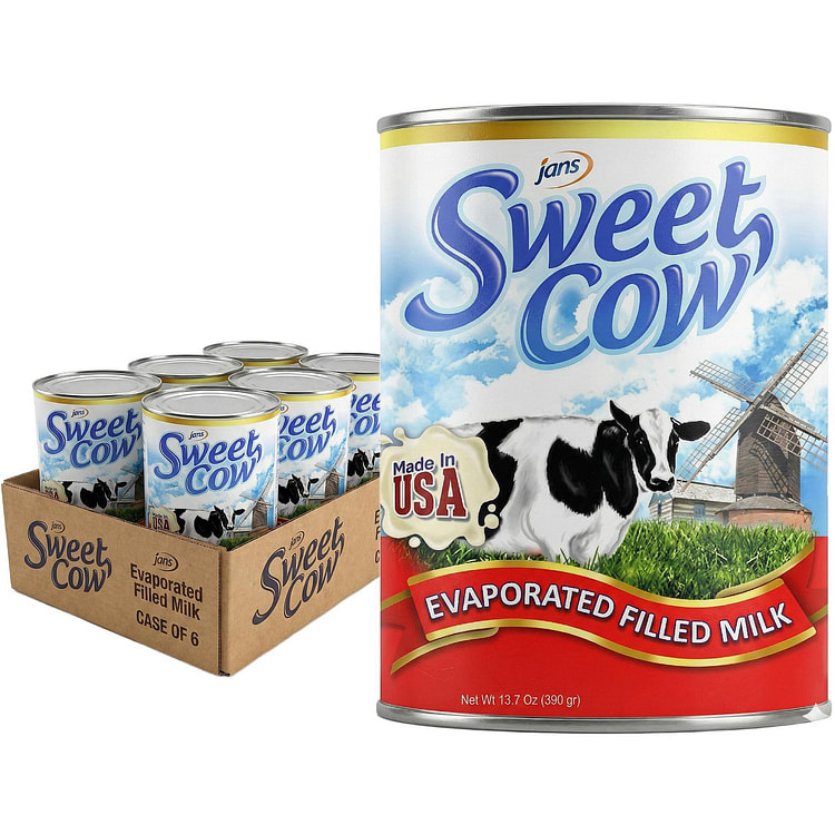 Jans Sweet Cow Evaporated Filled Milk Pack of 6 12 fl.oz*6 pack