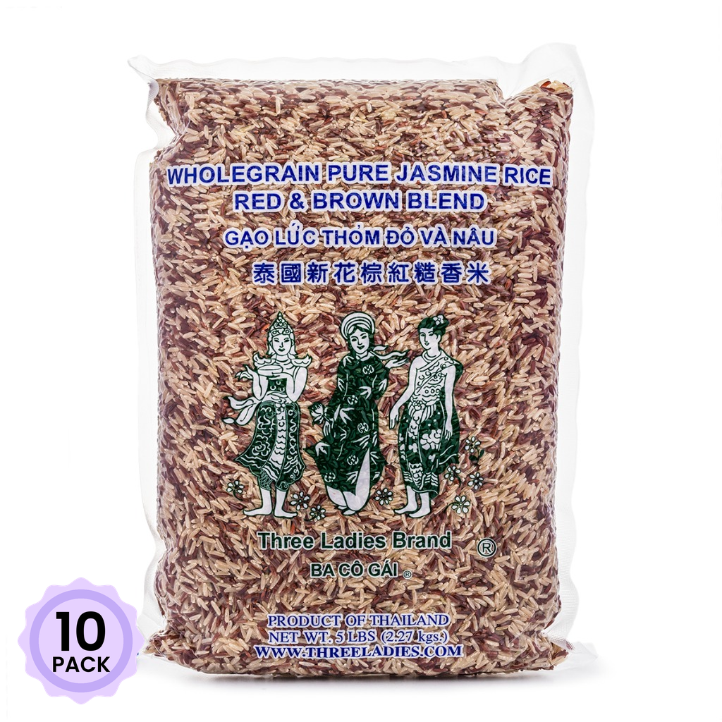 Three Roses Rice Get Three Ladies Brand Jasmine Rice Red & Brown Blend 5 lb*10 pack ...