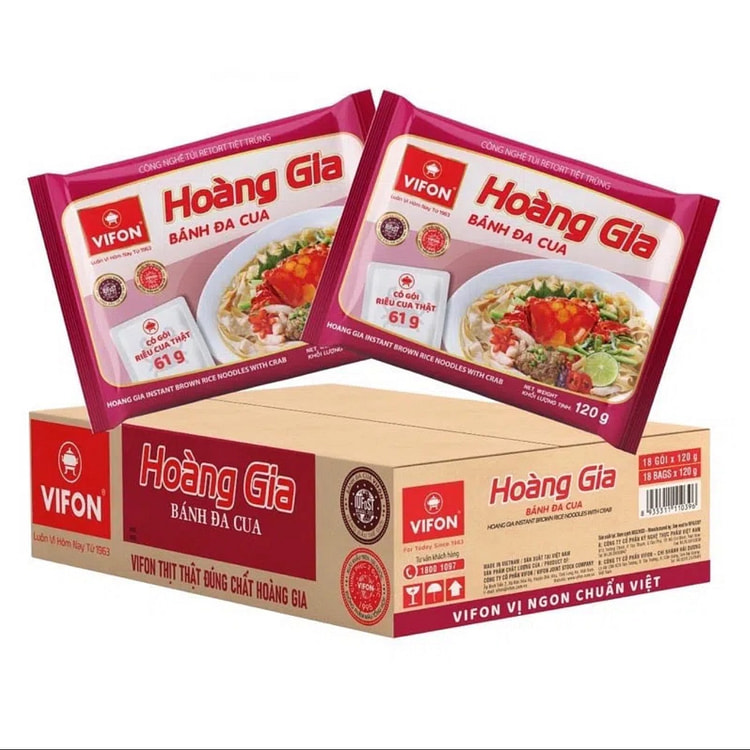 BÁNH ĐA CUA HOÀNG GIA - VIFON - 61GR CUA THẬT 120G X 18 BAGS 1 phần