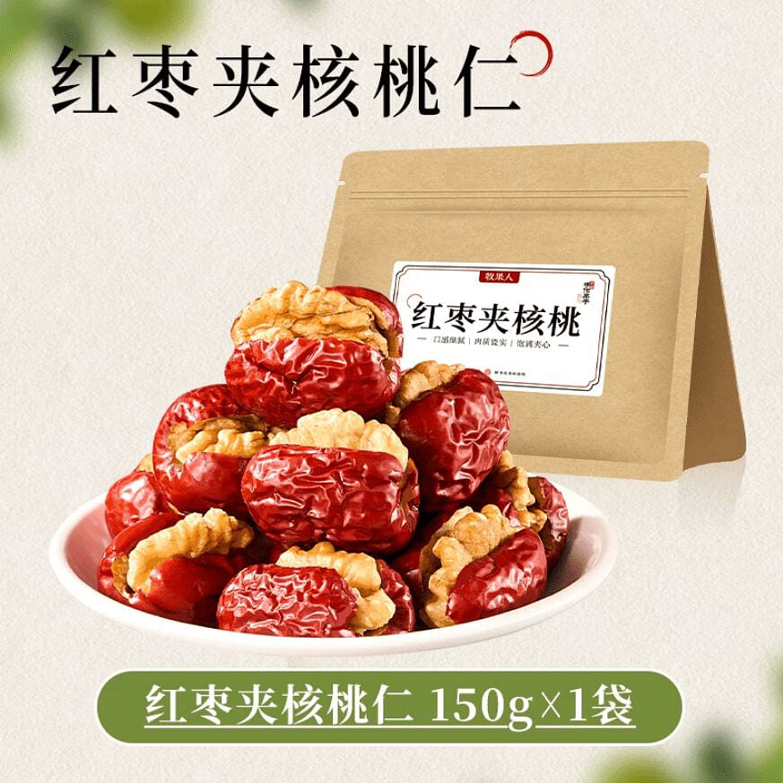 Muguoren Red Dates with Walnuts Snack 150g * 1 Bag 150 g