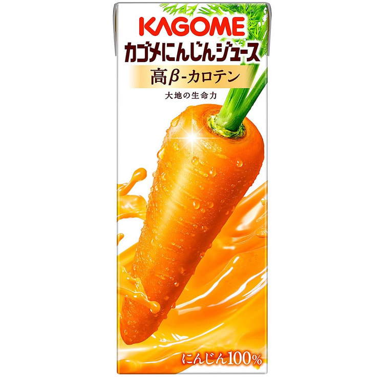 Kagome 100%胡萝卜汁（高β-胡萝卜素/砂糖不使用） 200ml纸包装 （保质期 03/07/2025 ）