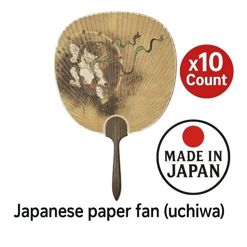 Japanese Paper Fan Raijin 10 Count 1 bunch