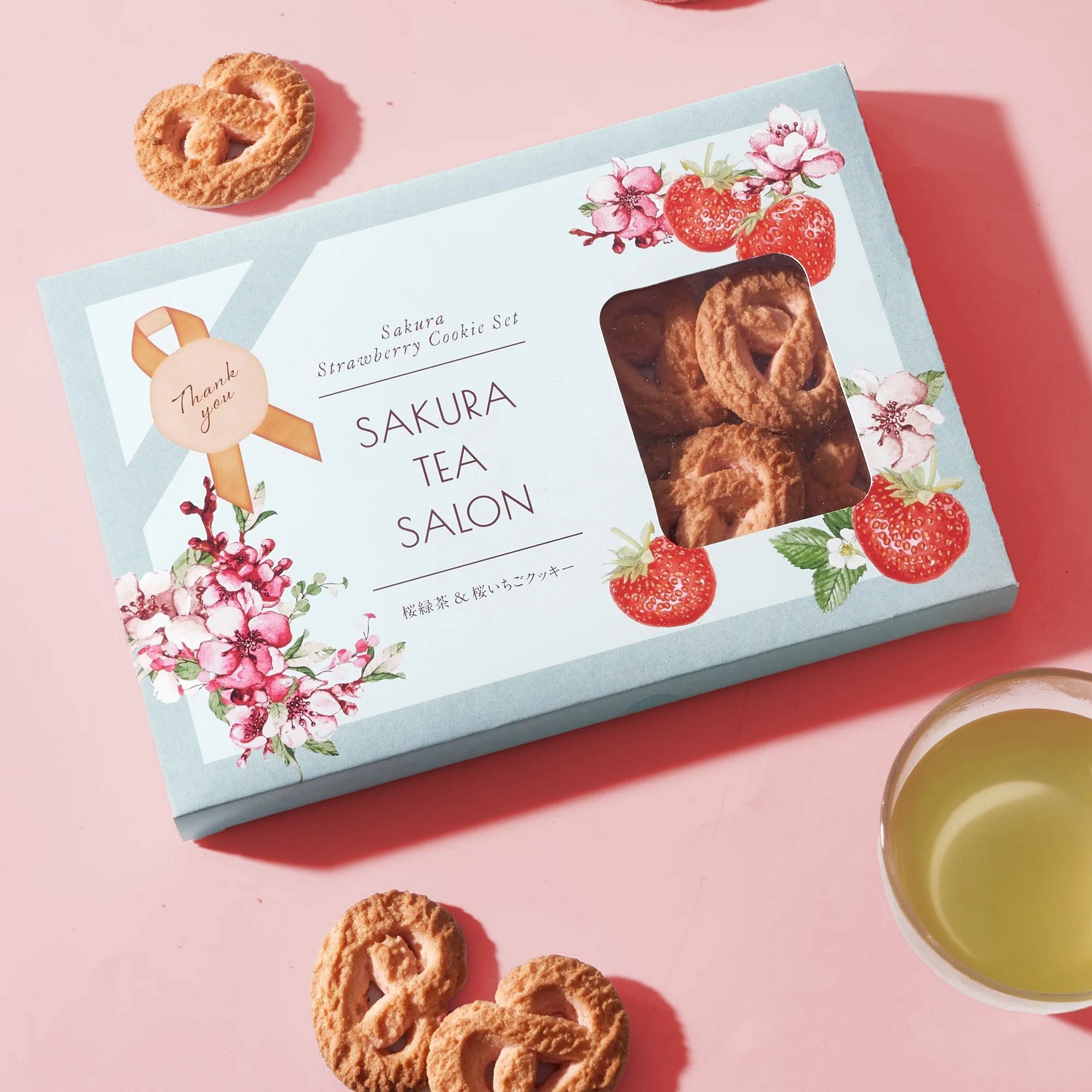Sakura Green Tea & Strawberry Cookies Gift Set - Weee!