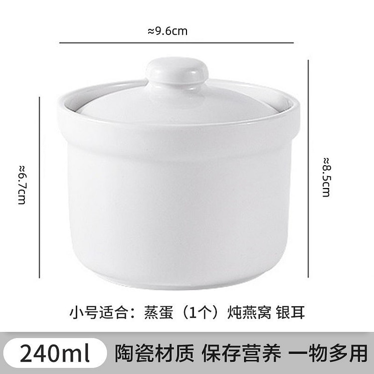 Ceramic stew pot with lid, small soup pot 240 ml