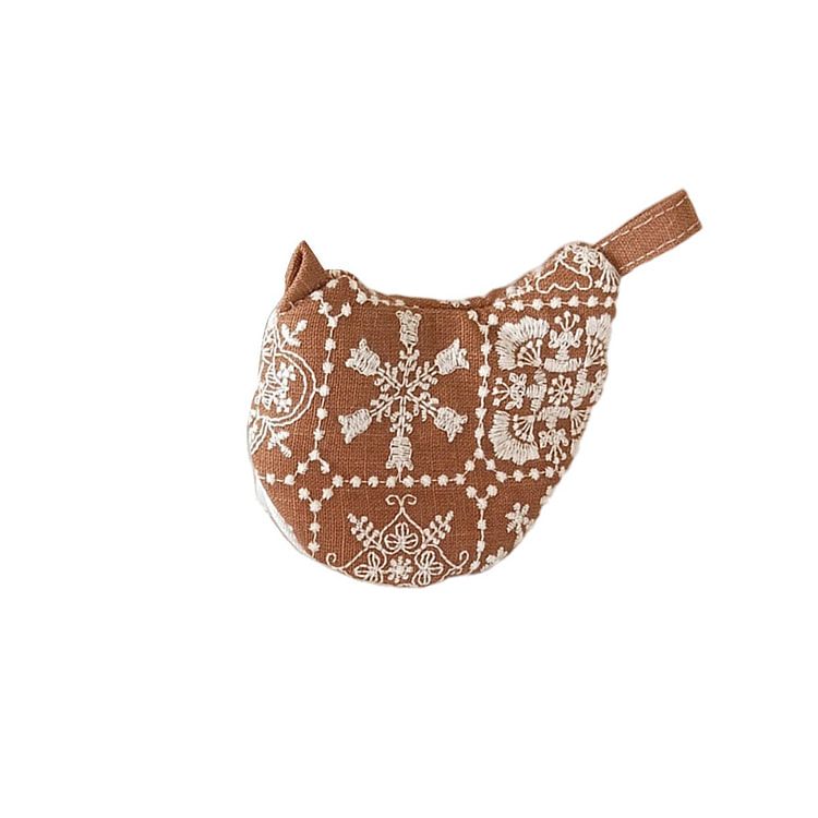 Padded Bird Pot Lid Cap - Coffee Floral 1 each