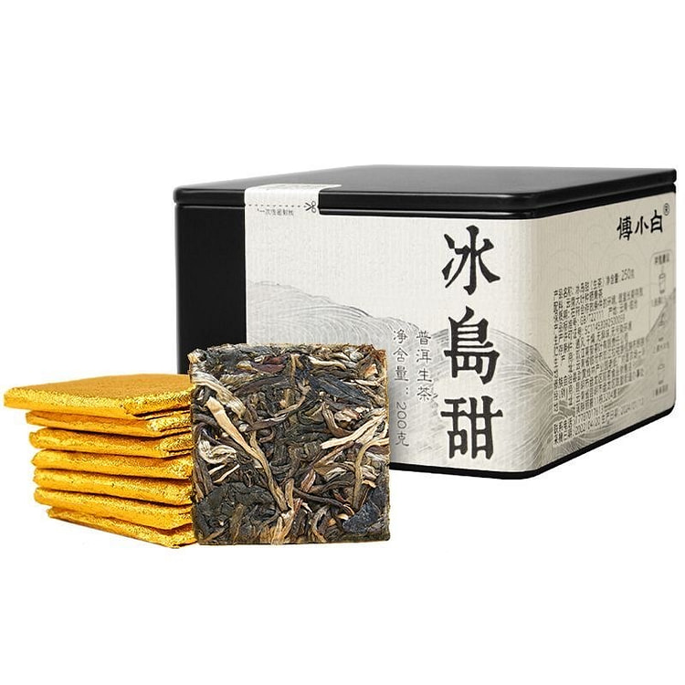 傅小白 云南普洱茶冰岛甜生普洱薄片1盒