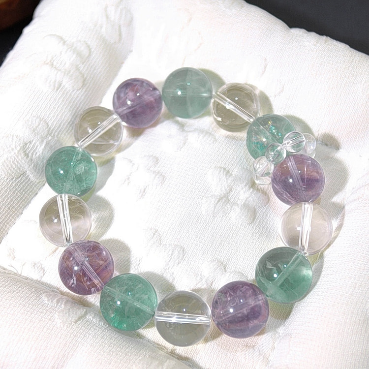 Nat Brazilian Amethyst Fluorite Bracelet,14mm 1 each