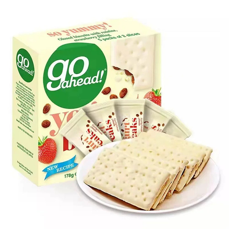 荷兰进口Goahead酸奶涂层草莓夹心饼干142g 142 克