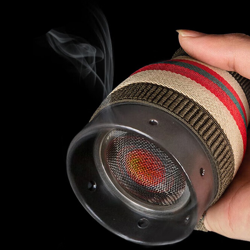 EJ531 時代喫煙具 黄楊彫 蝸牛蛙彫煙管筒 ⁄ 核桃漆緒締 ⁄ 革製莨入 古