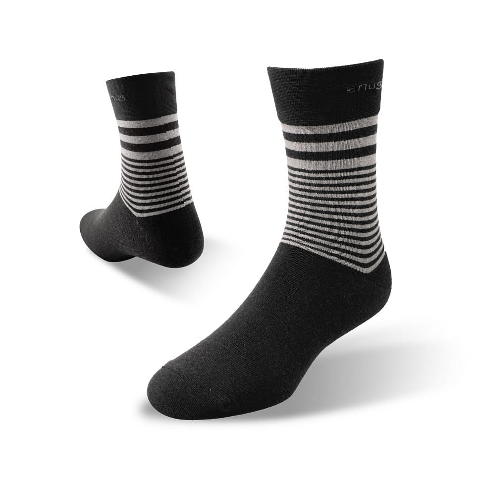SNUG Tech Anti-Odor Socks-Striped Black 22-24cm 76 g