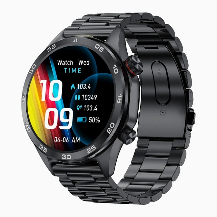 New Call Smart Watch with Flashlight Black Steel