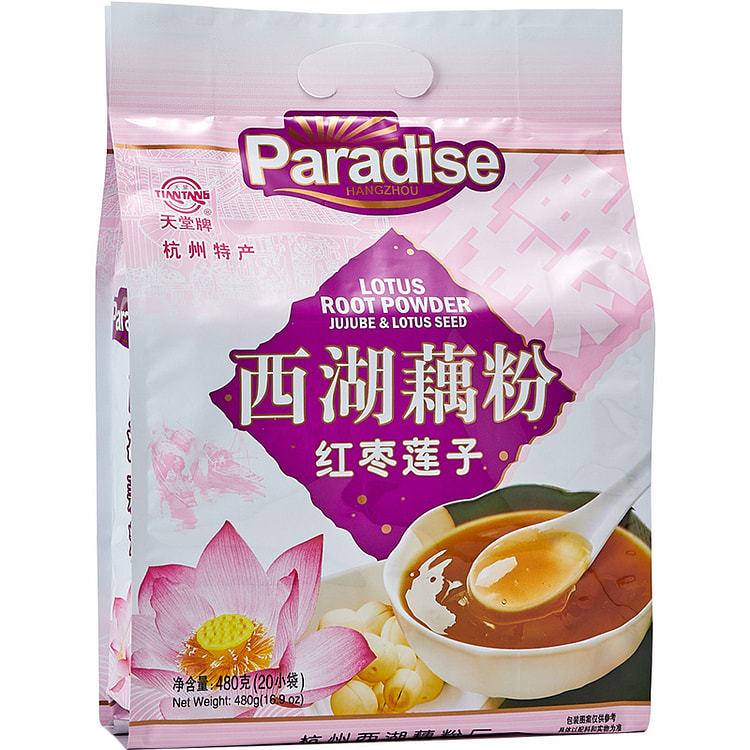 天堂无糖纯藕粉红枣莲子味480g*1袋