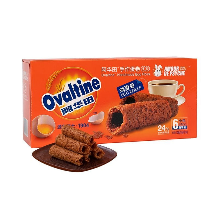 阿华田 麦芽可可味手工蛋卷饼干下午茶糕点心休闲零食 108 克