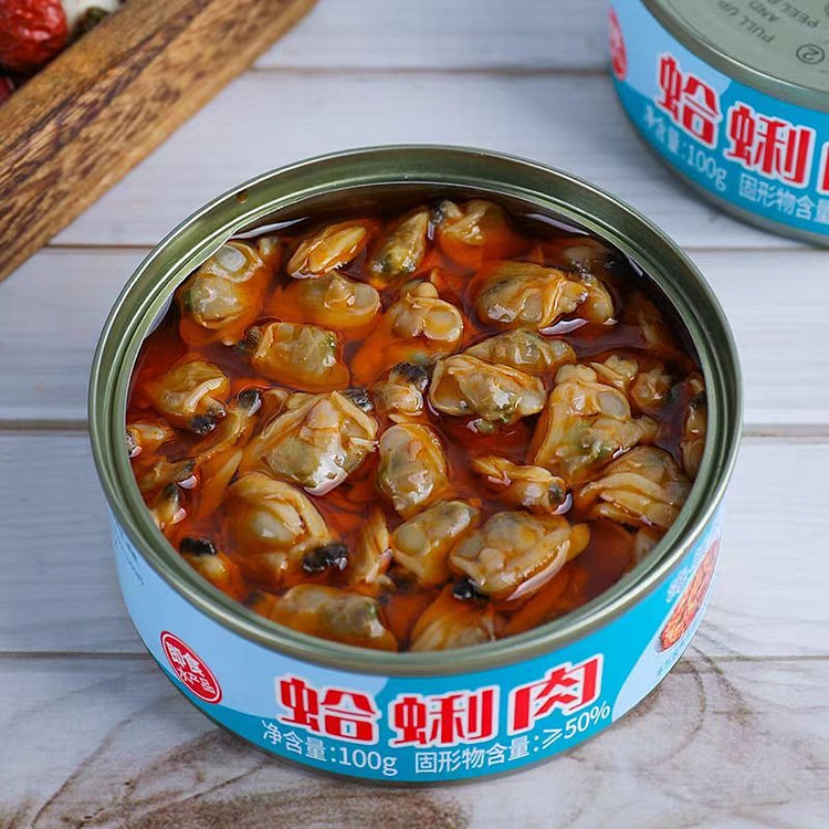 【海领冠】悦渔食品厂直发麻辣蛤蜊肉罐头100g/罐 (min 3)