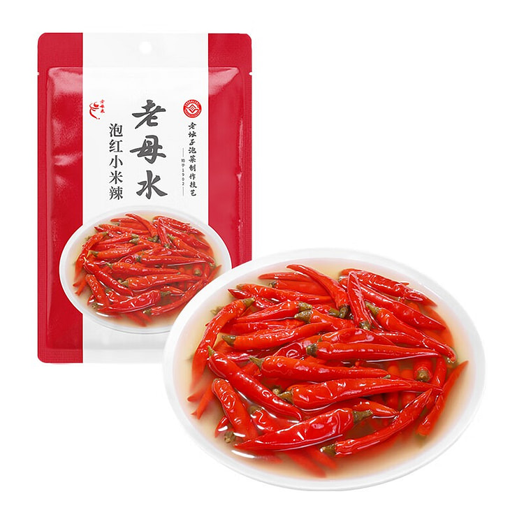 老坛子 泡红小米辣椒四川泡菜酸菜泡椒自制咸菜泡红椒小米辣 老母水泡红小米辣200g