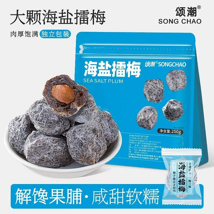 海盐擂梅梅子258g办公室休闲零食潮汕特产蜜饯果脯 258 克