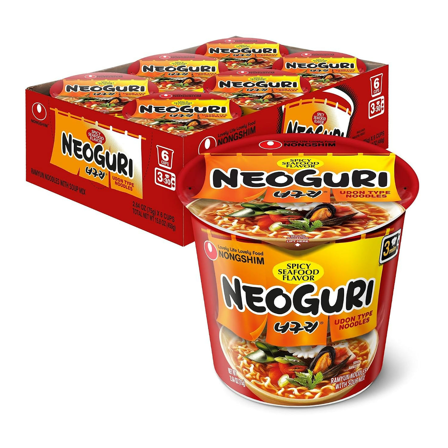 Neoguri Spicy Seafood Ramen Noodle Soup, 6 Pack 1 each