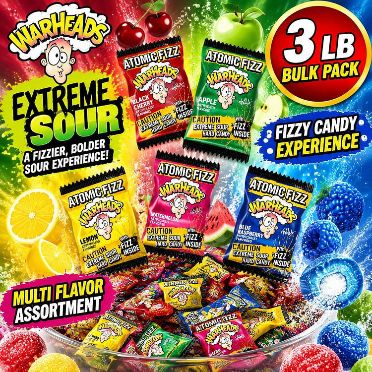 Warheads Atomic Fizz Extreme Sour Candy 3lb 1 each