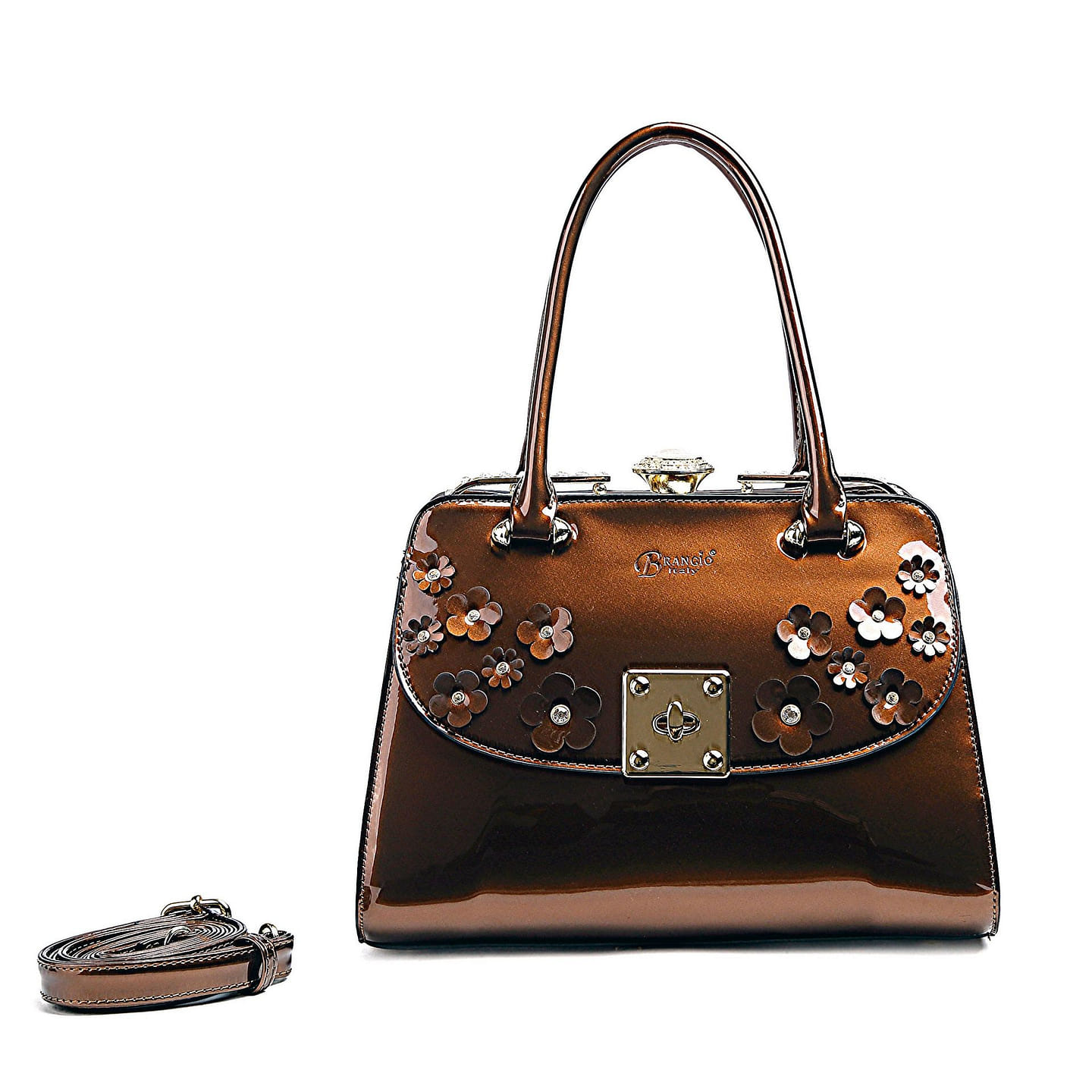 Floral Sparx Designer Crystal Handbag + Wallet [KX8808+KXC8828-BZ] 1 each