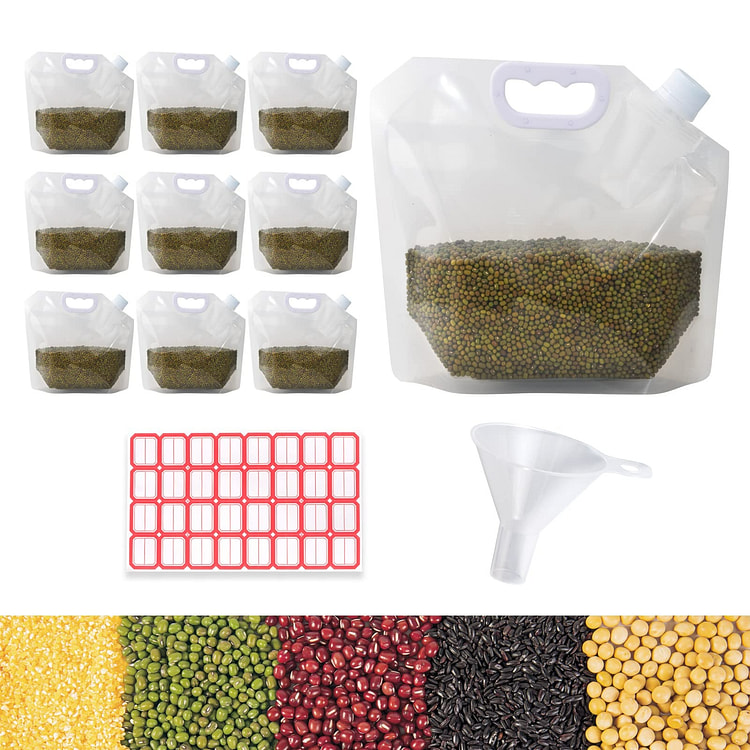 10个1.5L大米谷物储存袋可存豆类 糖 面粉 水
