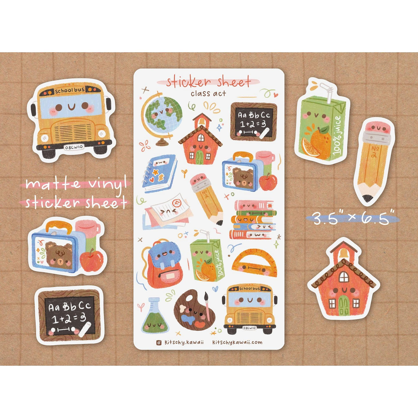 School Vinyl Sticker Sheet 1 each