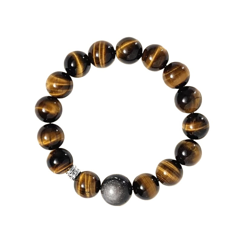 Yellow crystal tiger eye stone bracelet 12mm 1 box