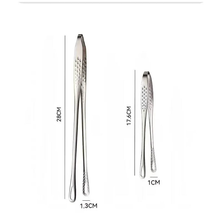 Stainless Steel Korean Barbecue BBQ Tongs Silver