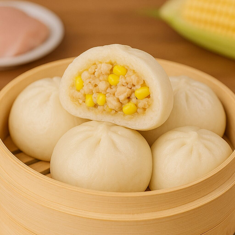 Steamed Chicken and Corn Buns 6pc
