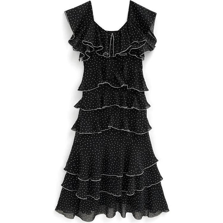 GRL Layered Chiffon Dress Black S