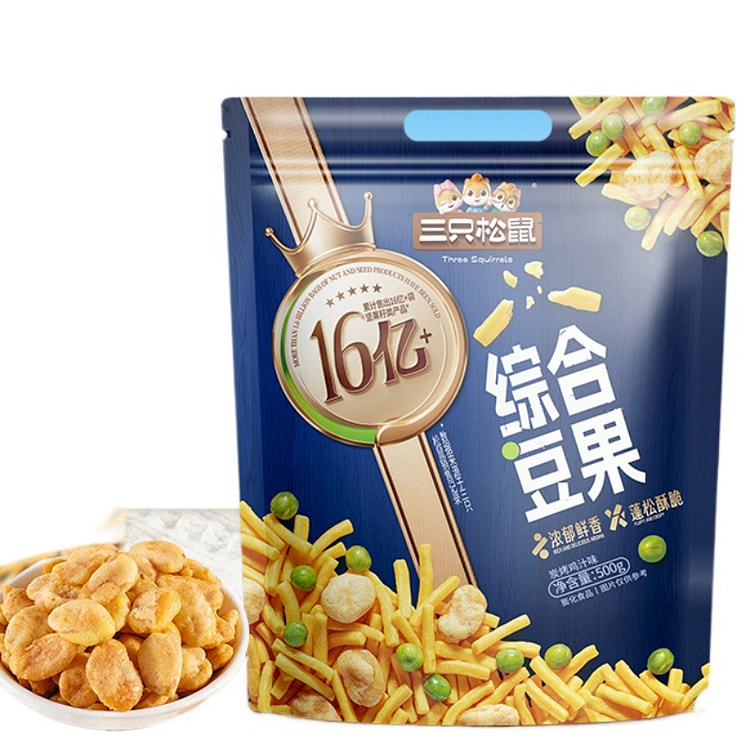 三只松鼠 虾条豆果碳烤鸡汁味 500g*1袋装
