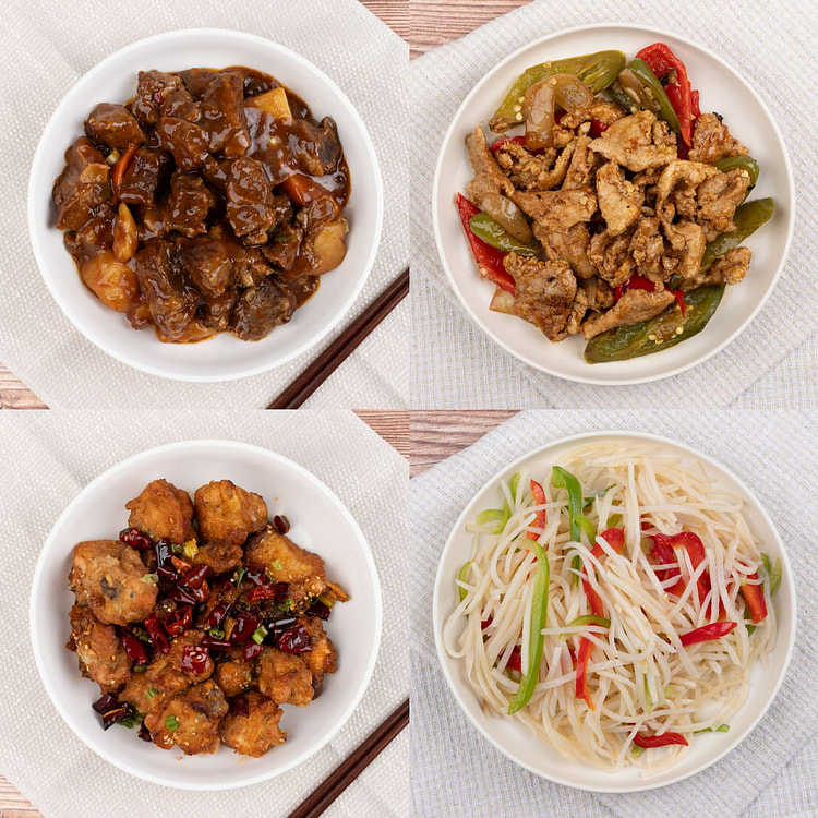 套餐 B 【红烧牛肉+辣子鸡+小炒肉+清炒土豆丝】