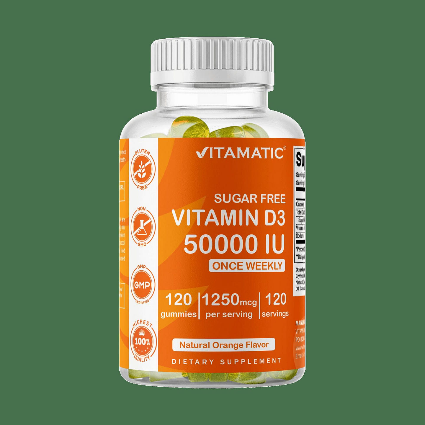 Sugar Free Vitamin D3 50000 IU- 120 Gummies 1 each