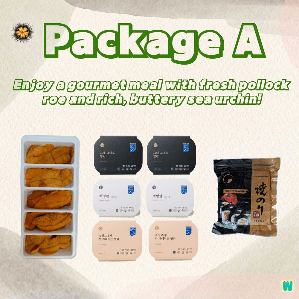 Package A : Sea Urchin Roe + Seasoned Pollock Roe 8 count