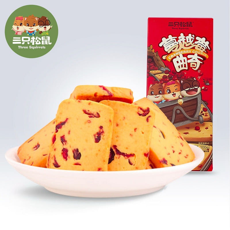 【 Three Squirrels _ Cranberry cookies 100g】 Casual snack snacks 100 g