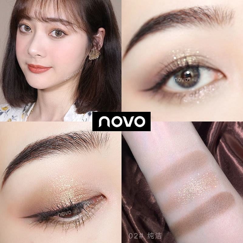 NOVO 5330 Glitter Four Color Eyeshadow Tray 02# Purity 1 each