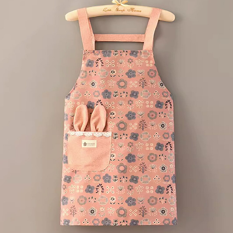 Strap canvas printed rabbit ears snow bud apron