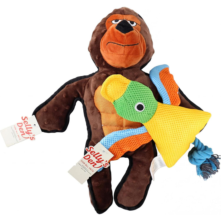 棕色大猩猩和鸭子2件装组合狗玩具 2 个