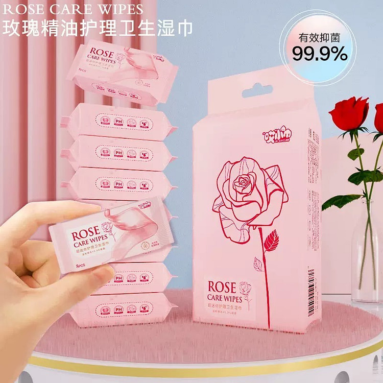 哎小巾 玫瑰精油护理湿巾 手口清洁消毒湿巾 1 份