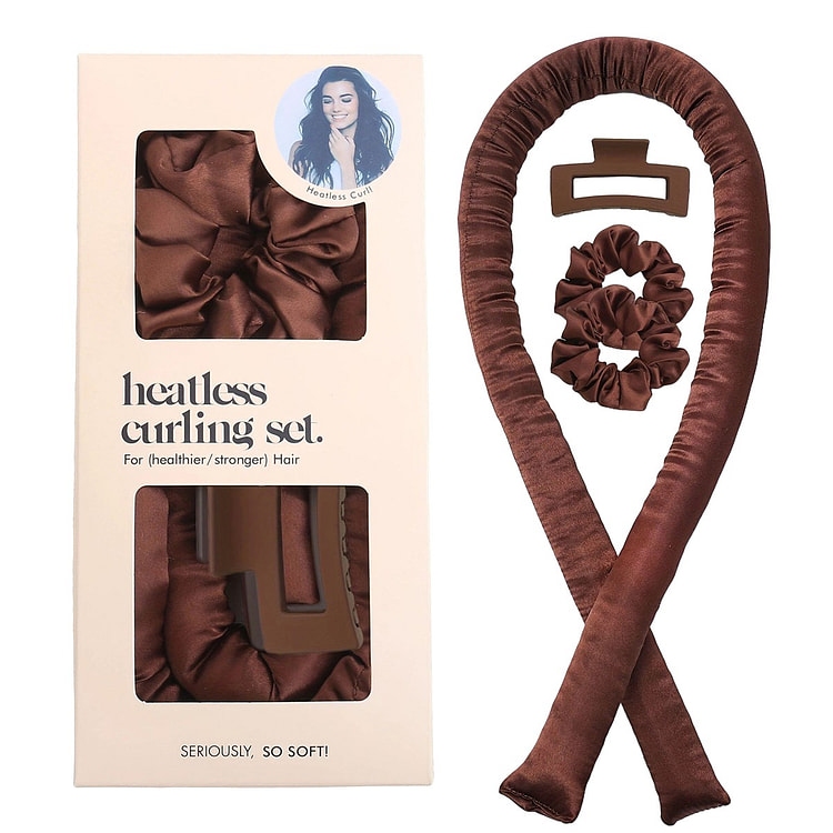 睡眠卷发神器缎面无热卷发棒懒人卷发器 盒装棕色 1 份