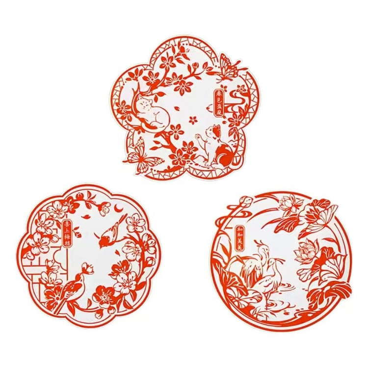 【喜迎新年】故宫淘宝 喜气盈庭静电窗花贴 2025蛇年春节窗花/新年过年春节/装饰福字贴 3张
