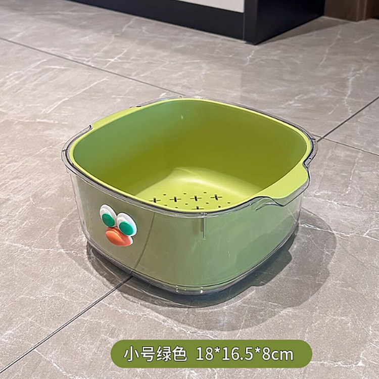 双层多巴胺沥水篮家用水果篮子清洗滤水二合一绿色