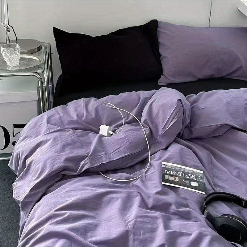 [Purple Grapes180*220] INS Bed 4 Piece Duvet Cover + Sheet + Pillow Ca 1 each