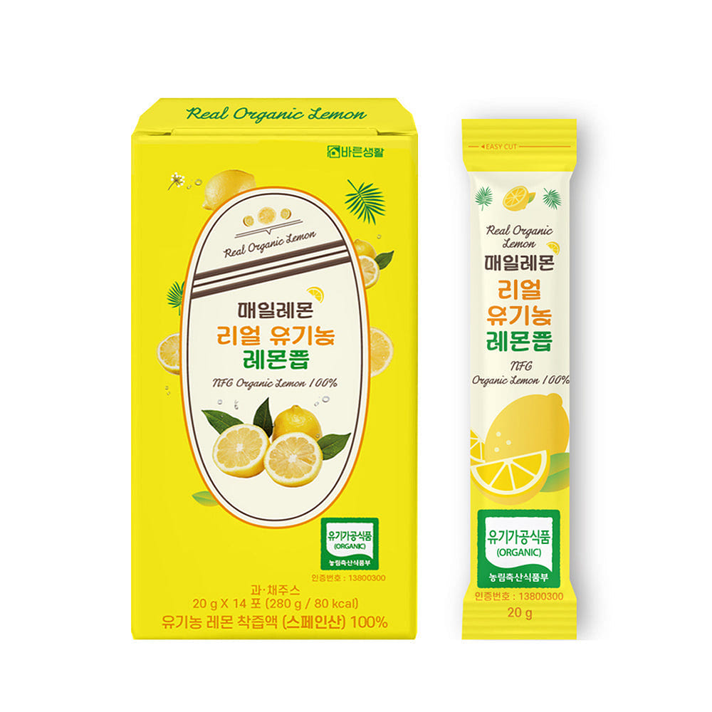 바른생활 매일레몬 NFC 100% 리얼 유기농 레몬즙 14p 1 개