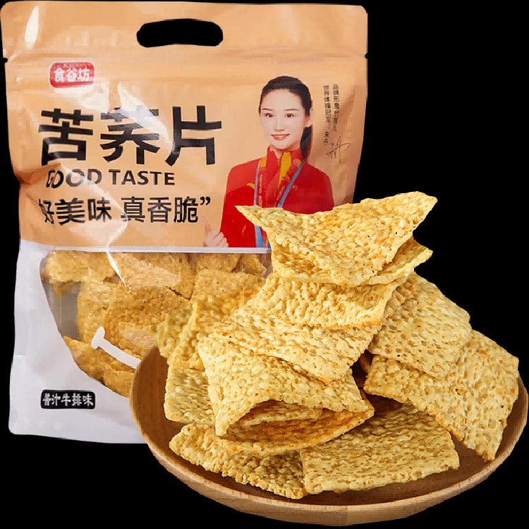 食谷坊 苦荞片牛肉味荞麦粗粮锅巴薯小吃健康食品片办公室解馋零食108g*1袋