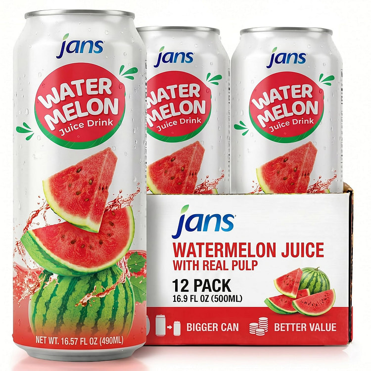 Jans Watermelon Juice Real Pulp - Pack of 12 16.9 fl.oz*12 pack